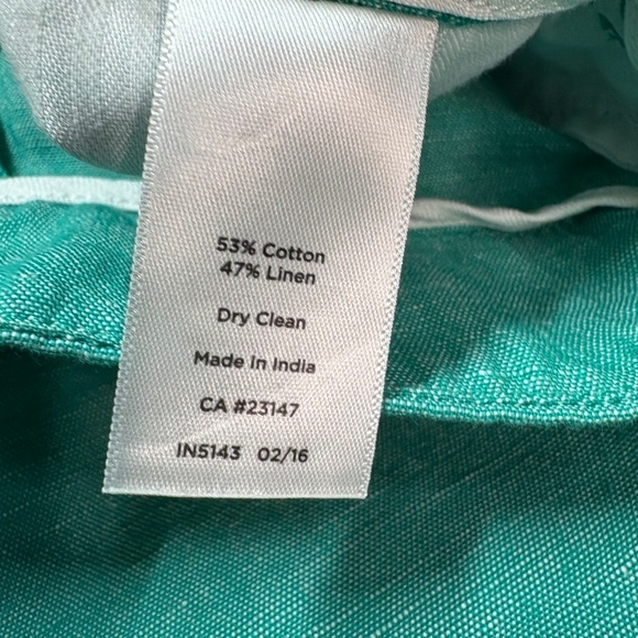 TALBOTS Linen Cotton Blend 10” Shorts Seafoam Green Zip / Button Closure Sz 14 - Picture 9 of 10